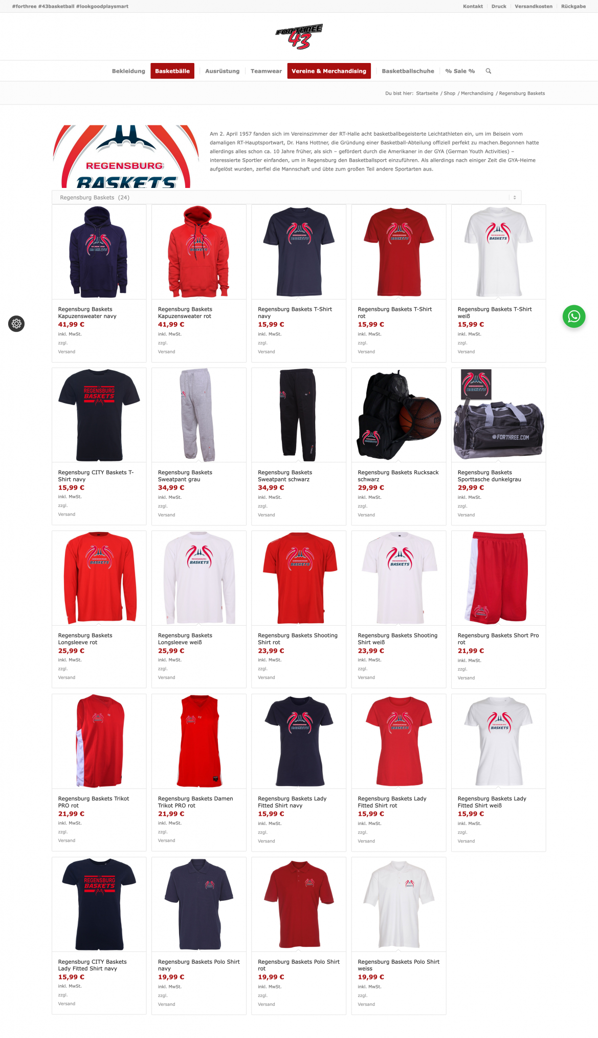 Regensburg Baskets Shop Vorschau