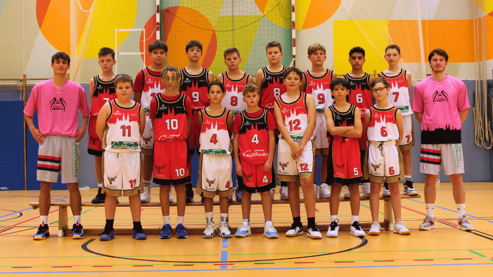 Mannschaftsfoto der U14-2 Basketballmannschaft der Regensburg Baskets in der Saison 25/26