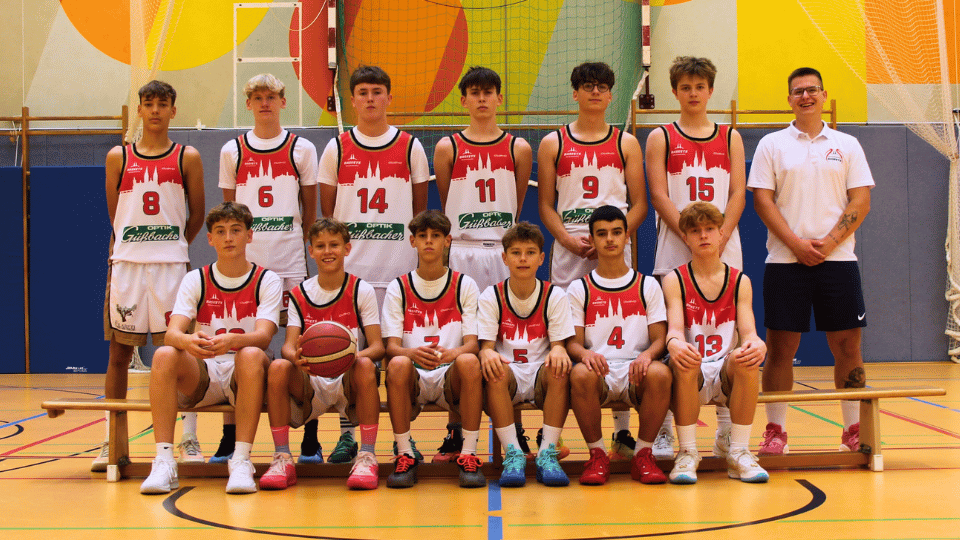 Mannschaftsfoto der U16-1 Basketballmannschaft der Regensburg Baskets in der Saison 25/26