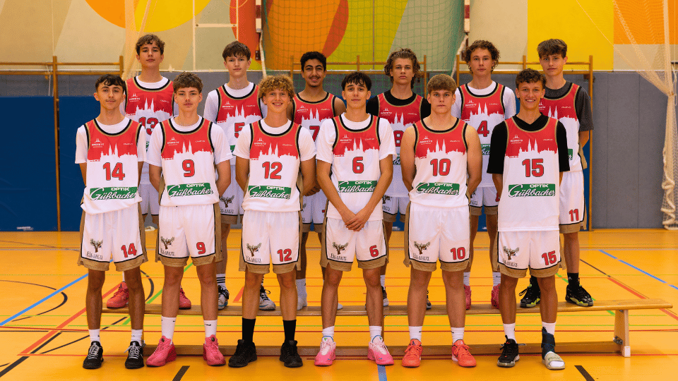 Mannschaftsfoto der U18-1 Basketballmannschaft der Regensburg Baskets in der Saison 25/26
