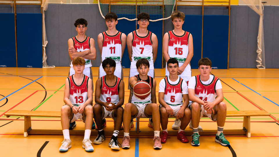 Mannschaftsfoto der U18-2 Basketballmannschaft der Regensburg Baskets in der Saison 25/26
